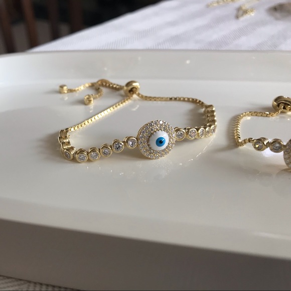 Gold evil eye tennis bracelet - Picture 5 of 8